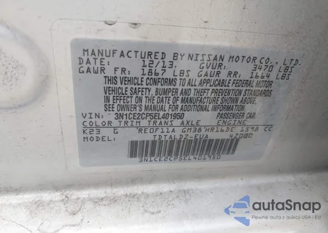 2014 Nissan Versa Note Sv from USA, damaged, VIN 3N1CE2CP5EL401950